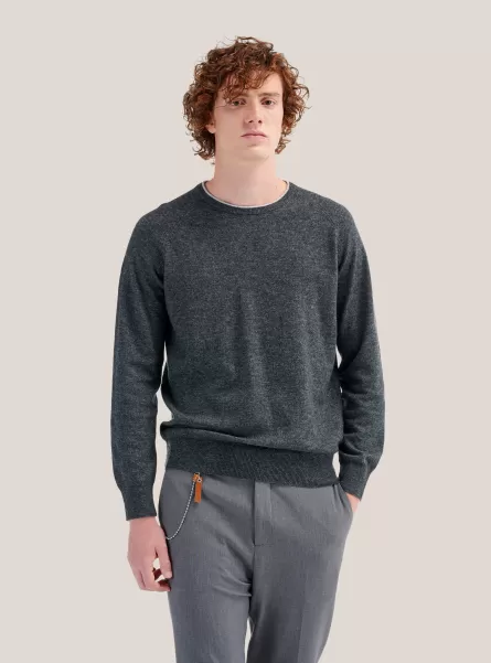 Round Neck Sweater With Contrasting Border Männer Preisänderung Alcott Strickwaren C125 Grey M