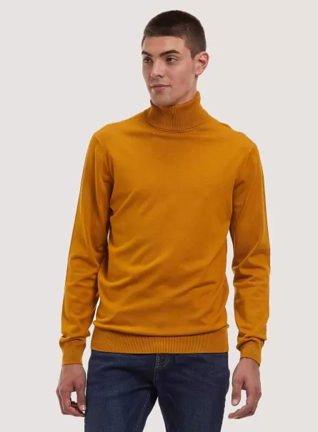 Plain-Coloured Turtleneck Pullover Männer Se1 Senape Dark Strickwaren Alcott Verkaufen