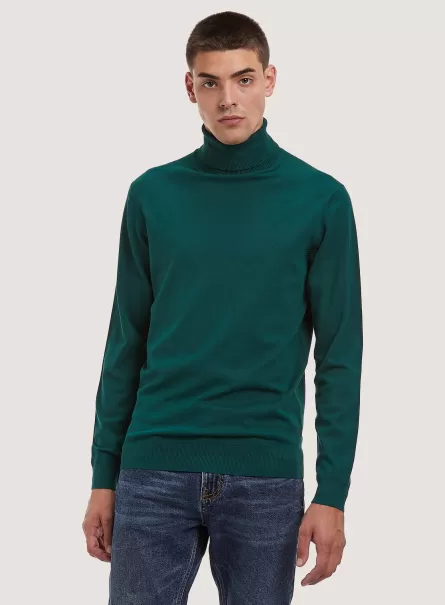 Empfehlen Männer Plain-Coloured Turtleneck Pullover Strickwaren Gn1 Green Dark Alcott