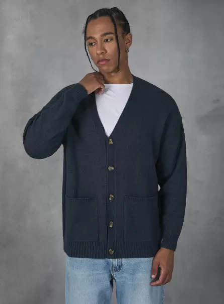 Alcott Mna1 Navy Mel Dark Qualität Strickwaren Männer Cardigan Pullover With Buttons