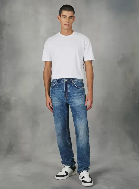 D004 Medium Light Blue Rabattabzug Männer Jeans Alcott Straight Fit Cotton Jeans