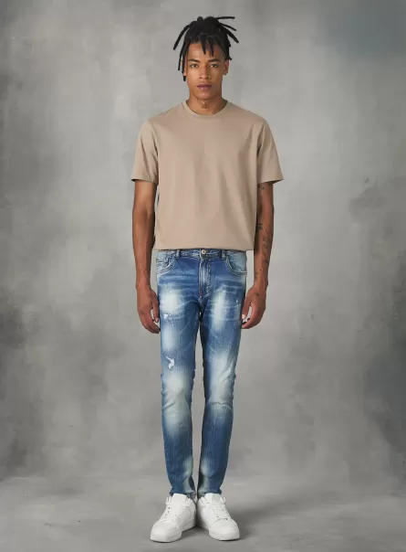 Männer Jeans Alcott Super Skinny Jeans With Breaks In Stretch Denim Kaufen D004 Medium Light Blue