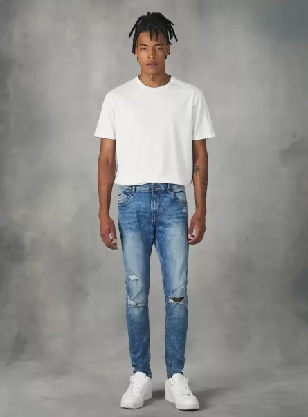 Männer Produkt Alcott D005 Light Blue Super Skinny Jeans With Breaks In Stretch Denim Jeans