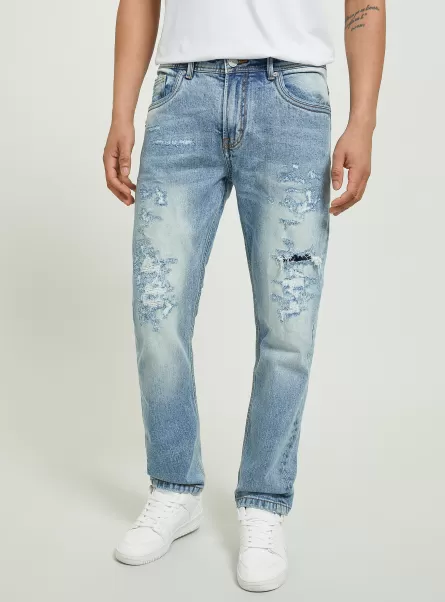 Slim Fit Stretch Denim Jeans With Rips Kosten Jeans D006 Azure Alcott Männer