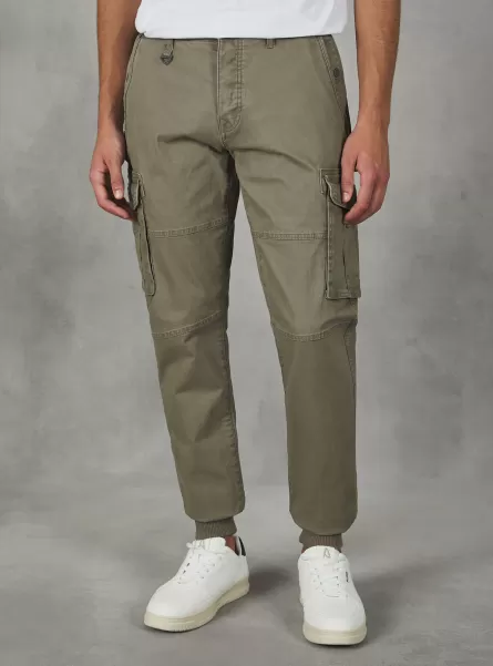 Cotton Cargo Trousers With Elastic Band Produktion Ky2 Kaky Medium Alcott Männer Hosen