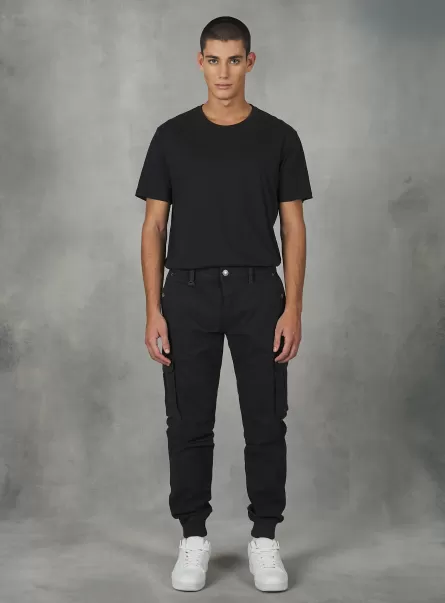 Alcott Bk1 Black Preisgestaltung Hosen Männer Cotton Cargo Trousers With Elastic Band
