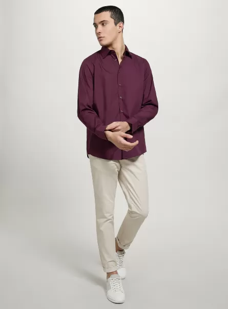 Plain-Coloured Long-Sleeved Shirt Männer Alcott Hemden Vi1 Violet Dark Treuerabatt