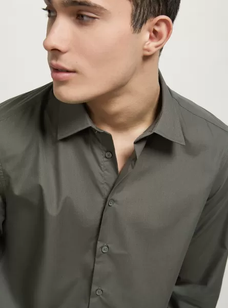 Plain-Coloured Long-Sleeved Shirt Hemden C6603 Kaky Empfehlen Männer Alcott