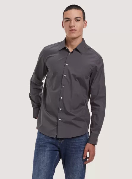 Hemden Plain-Coloured Long-Sleeved Shirt Männer Rabattcode C167 Grey Alcott