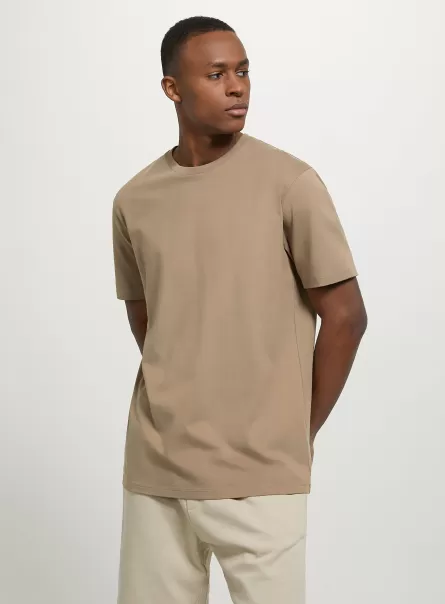 Rabatt Bg3 Beige Light Männer Cotton Crew-Neck T-Shirt Alcott T-Shirts
