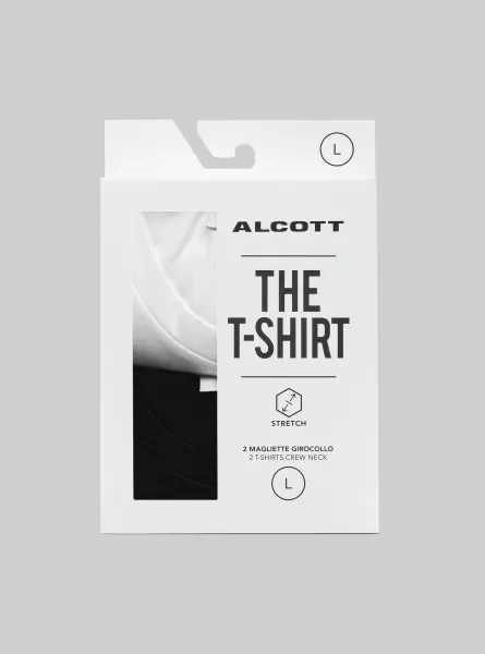Männer Gut Alcott T-Shirts Set Of 2 Of Cotton T-Shirts White/Black B0049