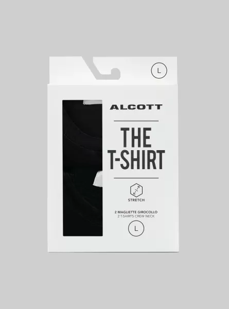 Empfehlen Bk1 Black Set Of 2 Of Cotton T-Shirts T-Shirts Männer Alcott