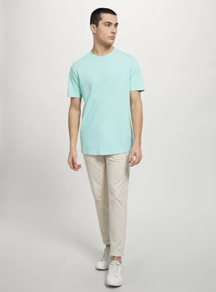 Alcott Männer Handhabung T-Shirts Ga3 Aqua Green Light Cotton Crew-Neck T-Shirt