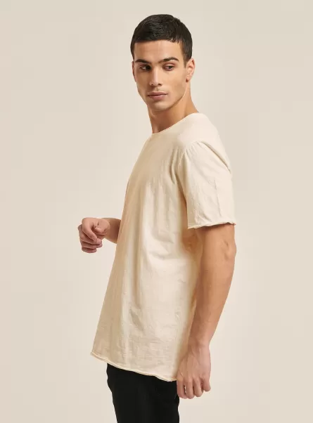 Einfarbiges T-Shirt Aus Baumwolle T-Shirts Alcott C104 Cream Männer Exklusiv