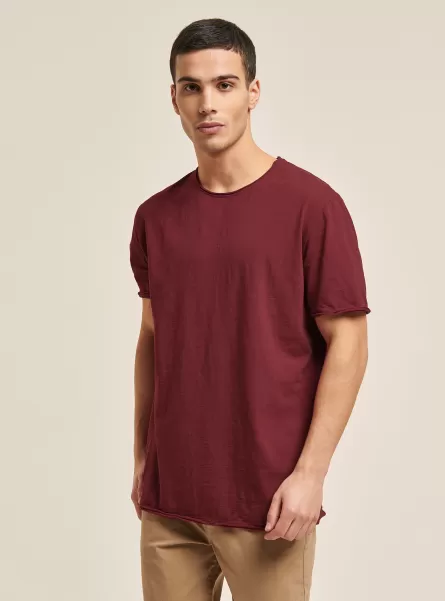 Einfarbiges T-Shirt Aus Baumwolle T-Shirts C3443 Bordeaux Nachhaltigkeit Alcott Männer