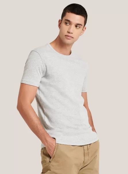 Männer Einfarbiges Basic-T-Shirt Mit Rundhalsausschnitt T-Shirts 2024 Alcott C143 Light Grey M