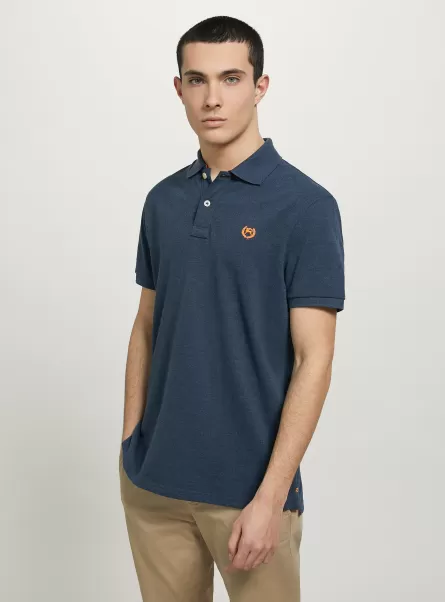 Neues Produkt Mbl2 Blue Mel Med Polo Männer Alcott Cotton Piqué Polo Shirt With Embroidery