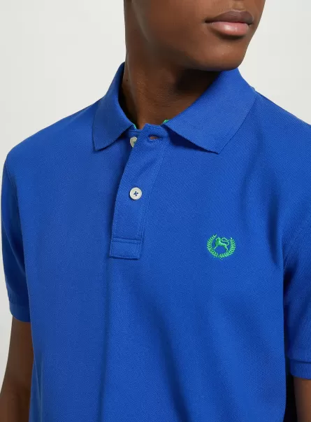 Alcott Polo Männer Eigenschaft Ry1 Royale Dark Cotton Piqué Polo Shirt With Embroidery