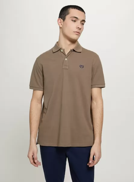 Cotton Piqué Polo Shirt With Embroidery Rabattgutschein Männer Alcott Br2 Brown Medium Polo