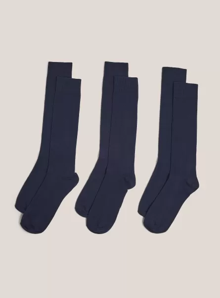 Set Of 3 Plain, Calf-High Socks Flexibilität Calf-High Socks, Na1 Navy Dark Unterwäsche Alcott Männer