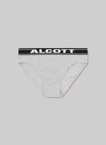Mgy2 Grey Mel Medium Männer Mode Alcott Stretch Cotton Briefs With Logo Unterwäsche