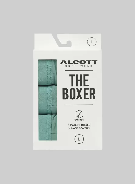 Set Of 3 Pairs Of Stretch Cotton Boxer Shorts Ky3 Kaky Light Männer Alcott Angebot Unterwäsche