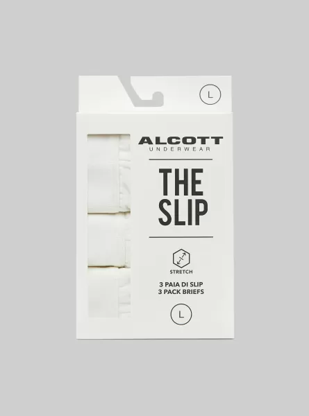 Alcott Set Of 3 Pairs Of Stretch Cotton Briefs Wh2 White Männer Rabattaktion Unterwäsche