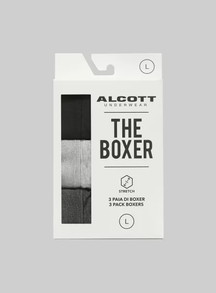 Alcott Bk1/Mgy2/Mgy1 Unterwäsche Set Of 3 Pairs Of Stretch Cotton Boxer Shorts Mode Männer