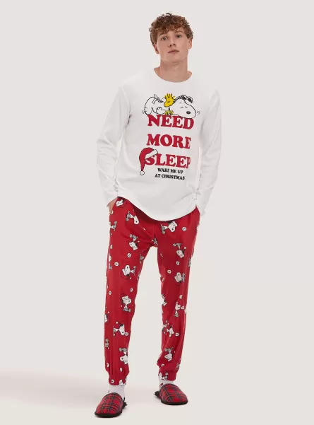 Wh2 White Qualität Männer Alcott Pigiama Peanuts X Christmas Family Collection Pijamas