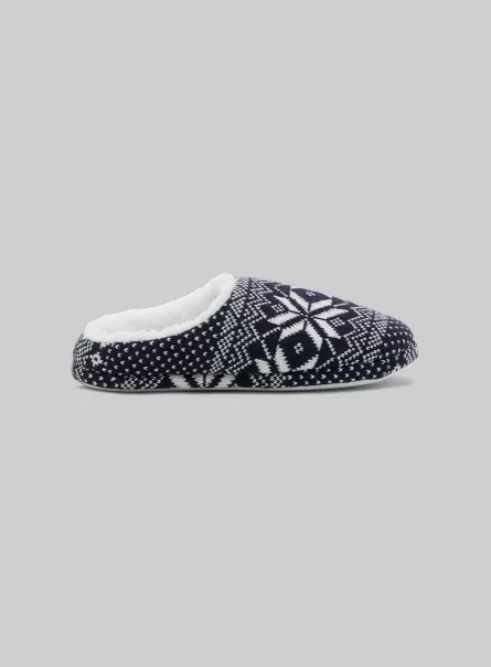 Alcott Verpackung Männer Schuhe Slippers With Faux Fur Lining Na2 Navy Medium
