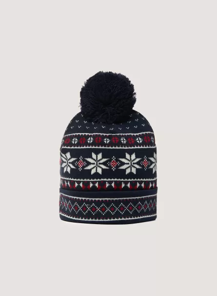 Hüte Na1 Navy Dark Verkaufspreis Männer Christmas Collection Hat With Pom-Pom Alcott