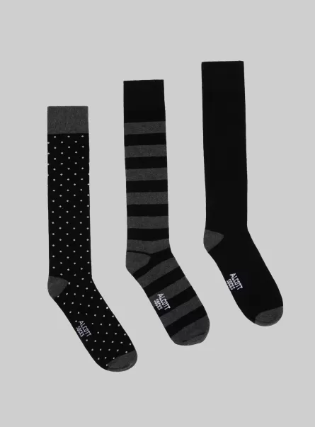 Sicherheit Satz Von 3 Paar Gemusterten Socken Alcott Socken Männer Mgy1 Grey Mel Dark
