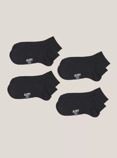 Set Of 4 Pairs Of Plain Basic Socks Socken Bk1 Black Alcott Technologie Männer