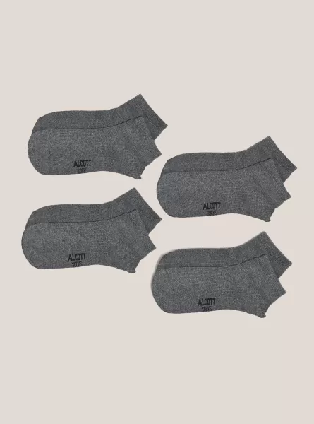Männer Mgy2 Grey Mel Medium Set Of 4 Pairs Of Plain Basic Socks Marke Alcott Socken