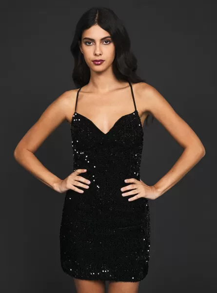 Empfehlen Frauen Mini Dress With Sequins Night Out Alcott Bk1 Black