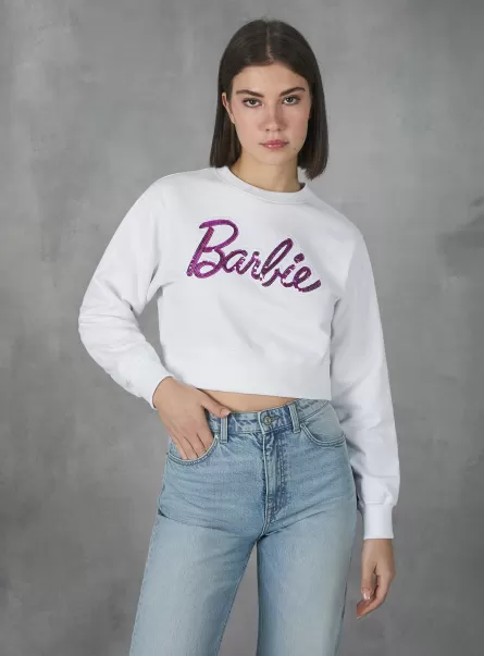 Sicherheit Barbie / Alcott Cropped Sweatshirt Sweatshirts Frauen Wh3 White