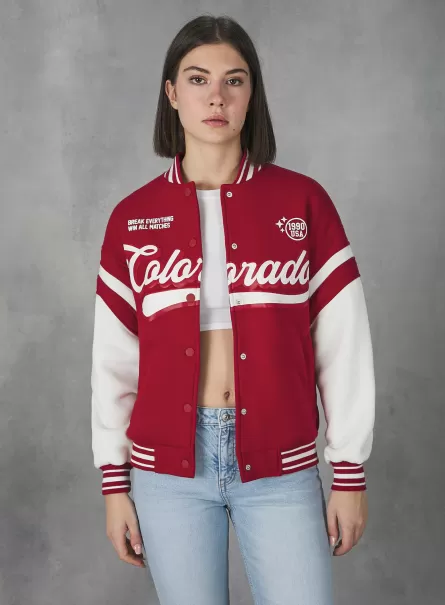 Aktionsrabatt Frauen College Bomber Jacket With Print Sweatshirts Rd2 Red Medium Alcott