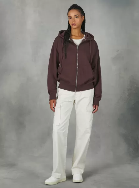 Qualität Frauen Sweatshirts Alcott Br2 Brown Medium Cotton Zip Hoodie