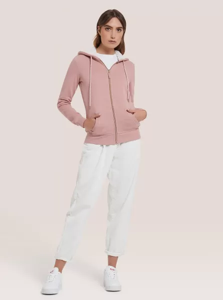 Sweatshirts C051 Pink Alcott Sweatshirt Mit Reißverschluss Und Kapuze Aus Kunstfell Frauen Norm