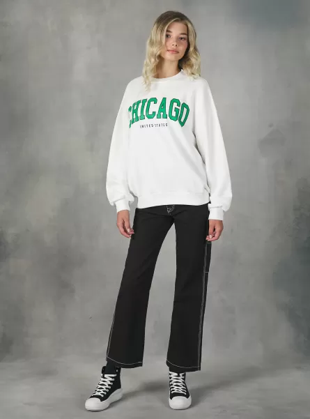 Qualität Crewneck College Comfort Fit Sweatshirt Sweatshirts Frauen Wh2 White Alcott