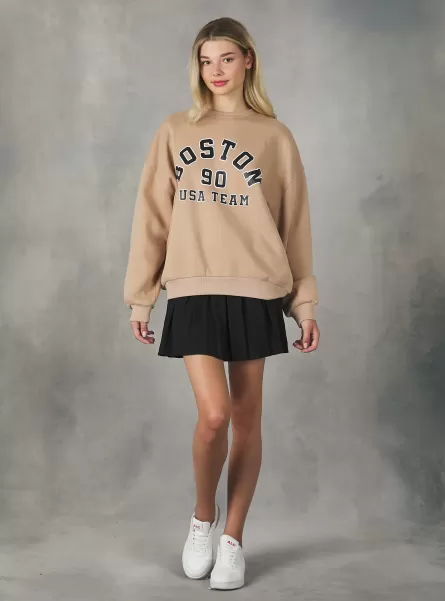 Bg2 Beige Medium Sweatshirts Frauen Alcott Crewneck College Comfort Fit Sweatshirt Kompatibilität