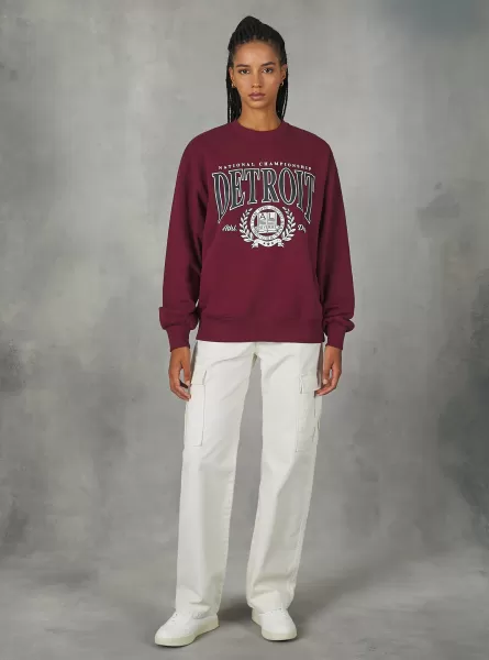 Alcott Crewneck College Comfort Fit Sweatshirt Bo1 Bordeaux Dark Sweatshirts Frauen Umweltfreundlich