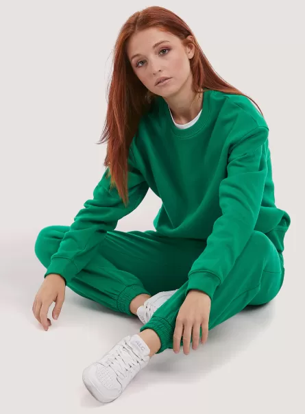 Sweatshirts Gn2 Green Medium Alcott Reduzierter Preis Frauen Plain Cotton Crew-Neck Sweatshirt