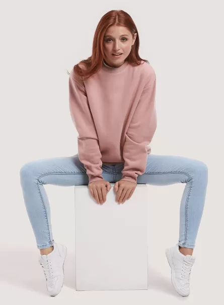Plain Cotton Crew-Neck Sweatshirt Alcott Frauen Sweatshirts Pk2 Pink Medium Kundendienst
