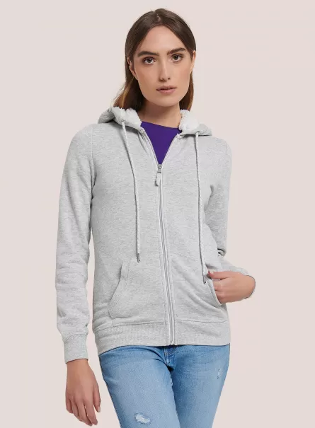 Sweatshirts Sweatshirt Mit Reißverschluss Und Kapuze Aus Kunstfell Frauen Alcott C0006 Ice Melange Standard