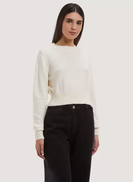 Strickwaren Online-Shop Pullover Cropped Soft Touch Wh1 Off White Alcott Frauen