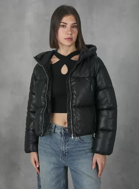 Frauen Exportieren Alcott Mäntel Und Jacken Bk1 Black Leather-Effect Bomber Jacket
