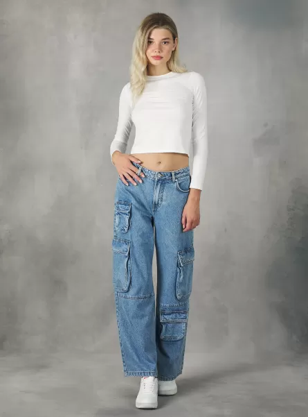 Multi Cargo Comfort Fit Jeans Jeans Frauen Popularität D006 Azure Alcott