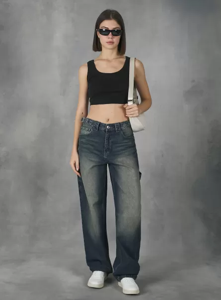 Frauen Baggy Fit Carpenter Jeans D001 Deep Blue Produktqualitätskontrolle Alcott Jeans