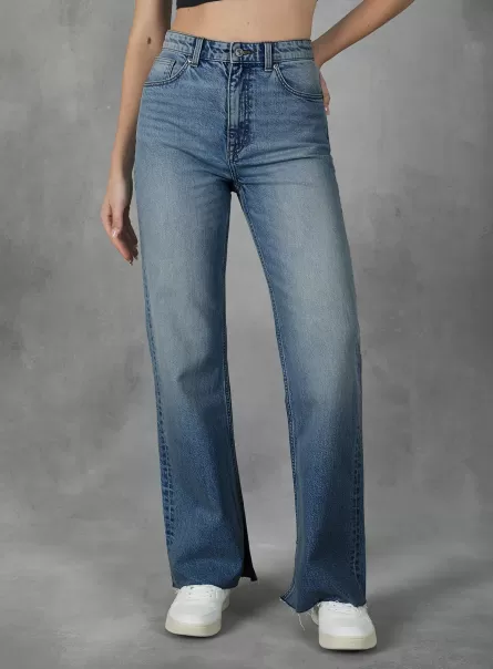 Preisnachlass Frauen Jeans Straight Fit Jeans With Split In Stretch Denim Alcott D003 Medium Blue